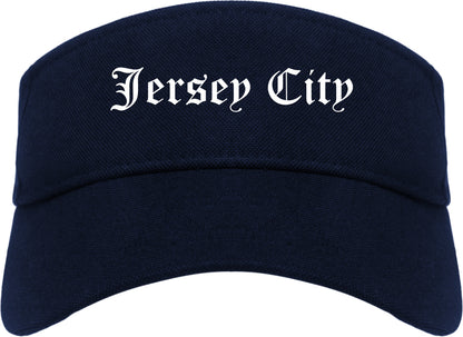 Jersey City New Jersey NJ Old English Mens Visor Cap Hat Navy Blue