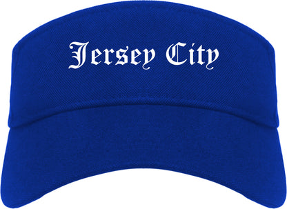 Jersey City New Jersey NJ Old English Mens Visor Cap Hat Royal Blue