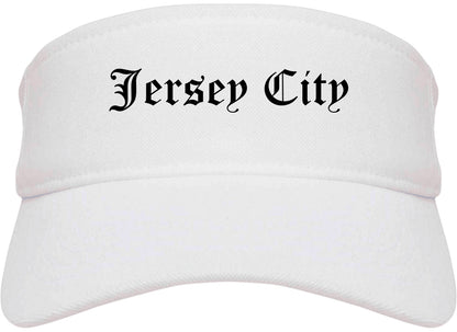 Jersey City New Jersey NJ Old English Mens Visor Cap Hat White