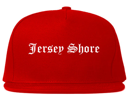 Jersey Shore Pennsylvania PA Old English Mens Snapback Hat Red