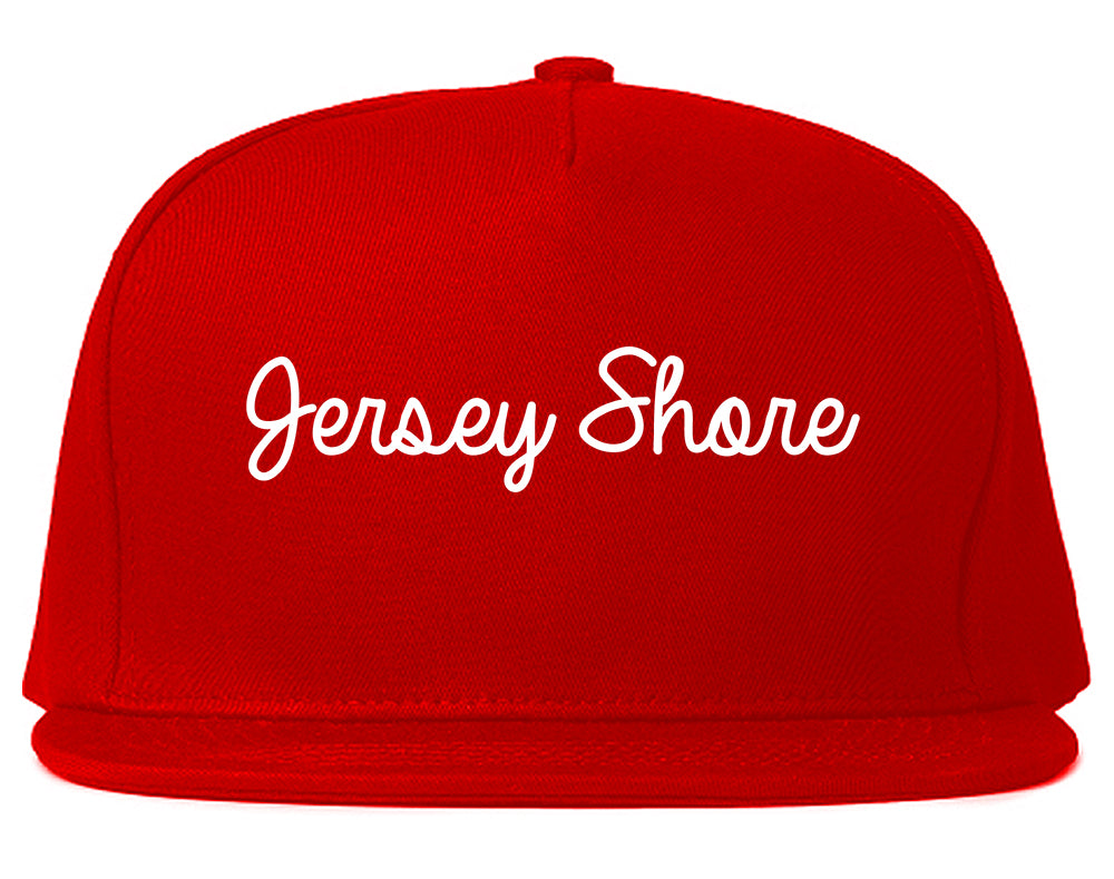 Jersey Shore Pennsylvania PA Script Mens Snapback Hat Red