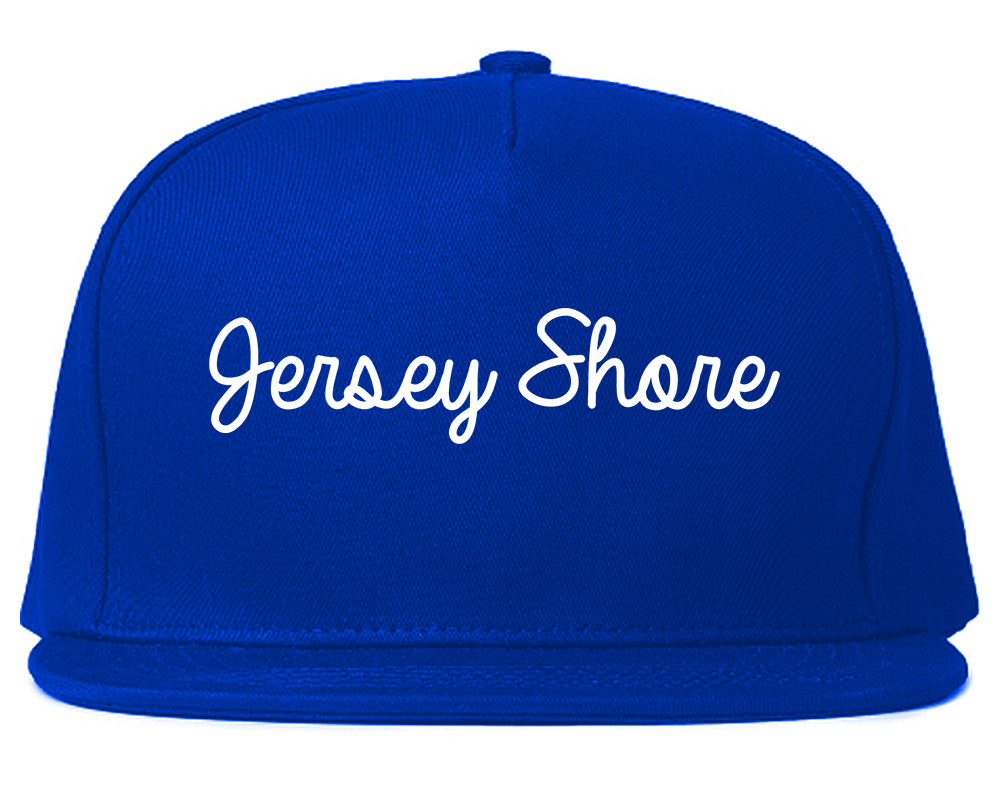Jersey Shore Pennsylvania PA Script Mens Snapback Hat Royal Blue
