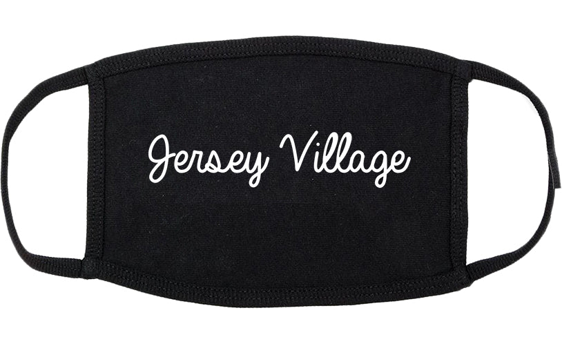 Jersey Village Texas TX Script Cotton Face Mask Black