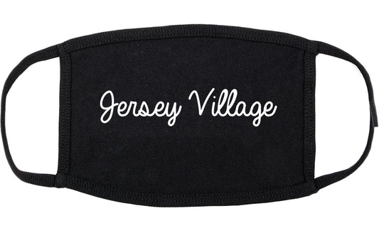 Jersey Village Texas TX Script Cotton Face Mask Black