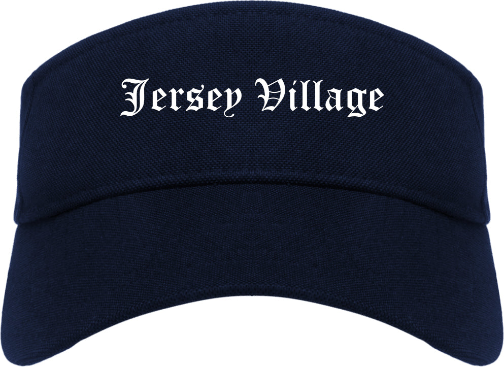Jersey Village Texas TX Old English Mens Visor Cap Hat Navy Blue