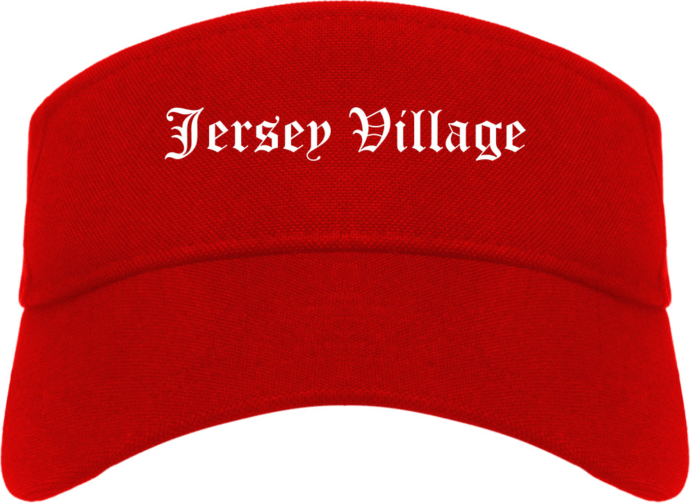 Jersey Village Texas TX Old English Mens Visor Cap Hat Red