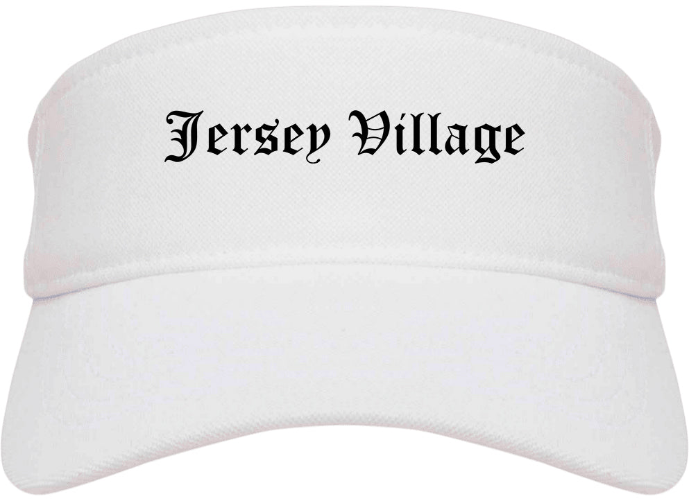 Jersey Village Texas TX Old English Mens Visor Cap Hat White