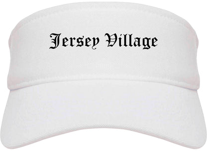 Jersey Village Texas TX Old English Mens Visor Cap Hat White