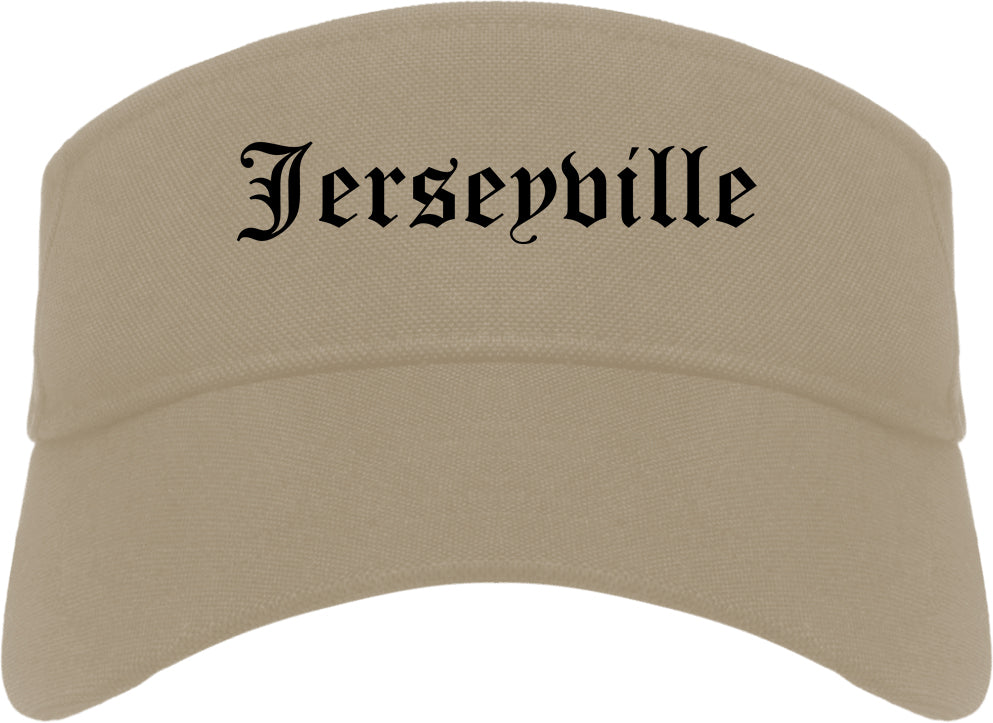 Jerseyville Illinois IL Old English Mens Visor Cap Hat Khaki