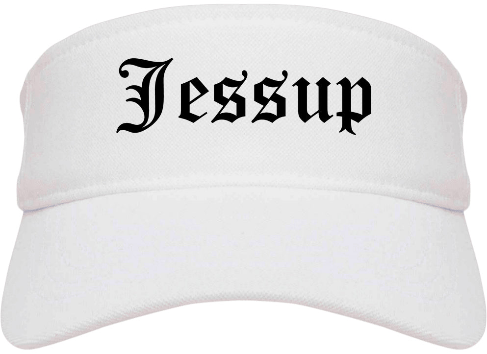 Jessup Pennsylvania PA Old English Mens Visor Cap Hat White