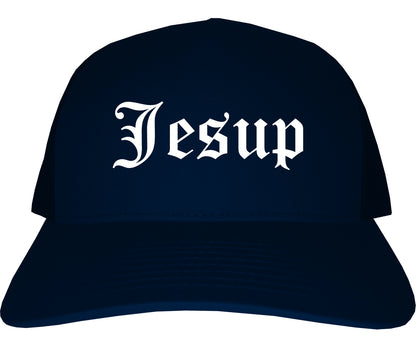 Jesup Georgia GA Old English Mens Trucker Hat Cap Navy Blue