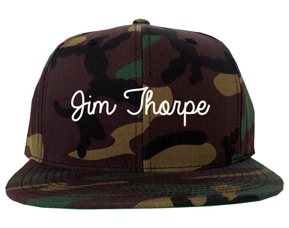 Jim Thorpe Pennsylvania PA Script Mens Snapback Hat Army Camo