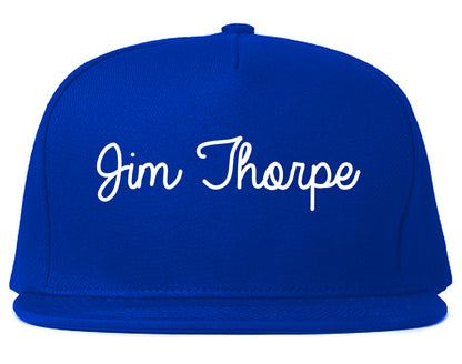 Jim Thorpe Pennsylvania PA Script Mens Snapback Hat Royal Blue
