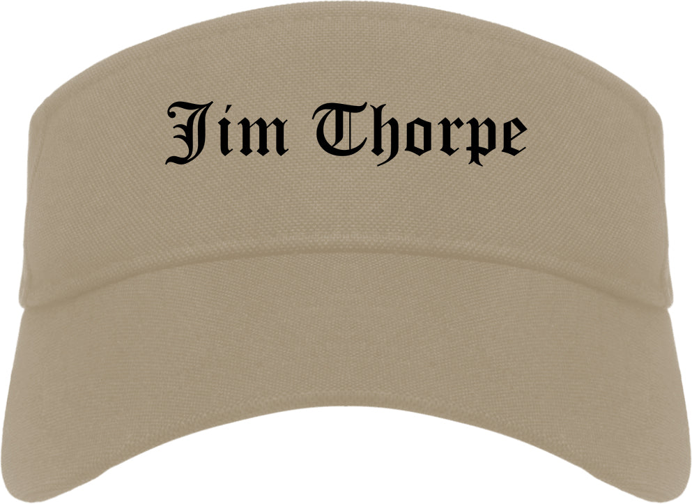 Jim Thorpe Pennsylvania PA Old English Mens Visor Cap Hat Khaki