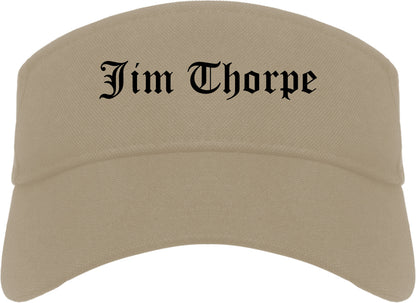 Jim Thorpe Pennsylvania PA Old English Mens Visor Cap Hat Khaki