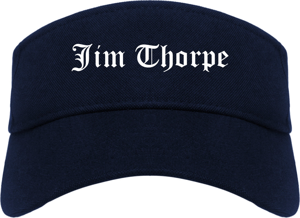 Jim Thorpe Pennsylvania PA Old English Mens Visor Cap Hat Navy Blue