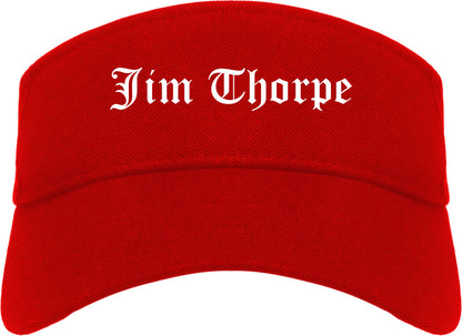Jim Thorpe Pennsylvania PA Old English Mens Visor Cap Hat Red