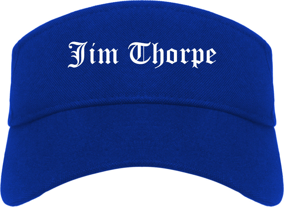 Jim Thorpe Pennsylvania PA Old English Mens Visor Cap Hat Royal Blue
