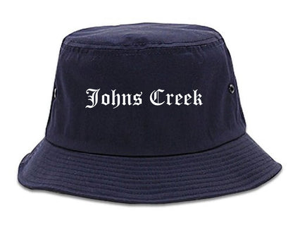 Johns Creek Georgia GA Old English Mens Bucket Hat Navy Blue