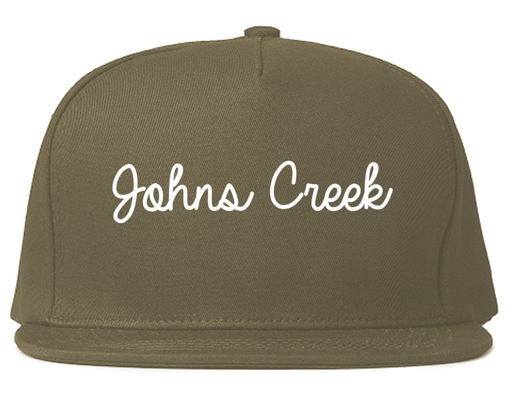 Johns Creek Georgia GA Script Mens Snapback Hat Grey