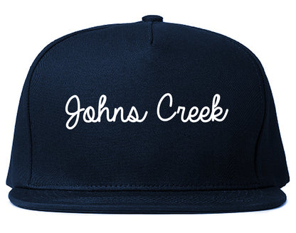 Johns Creek Georgia GA Script Mens Snapback Hat Navy Blue