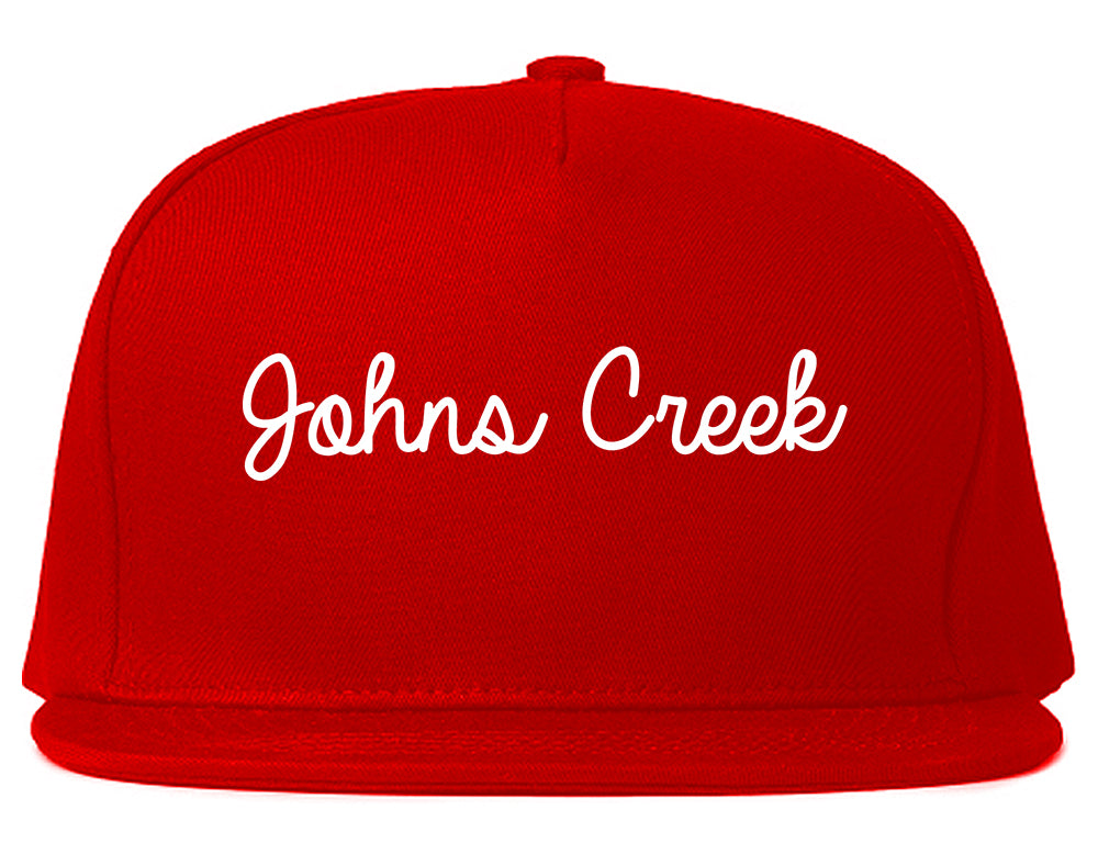 Johns Creek Georgia GA Script Mens Snapback Hat Red