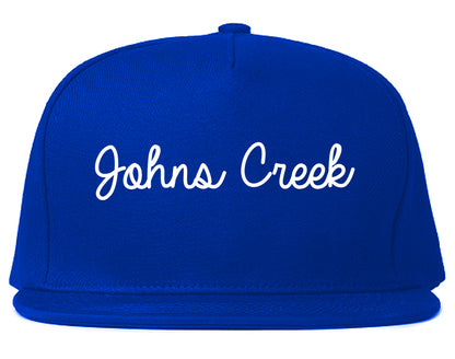 Johns Creek Georgia GA Script Mens Snapback Hat Royal Blue
