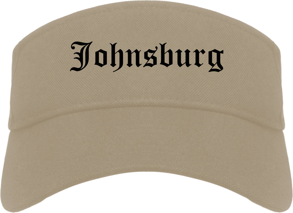 Johnsburg Illinois IL Old English Mens Visor Cap Hat Khaki