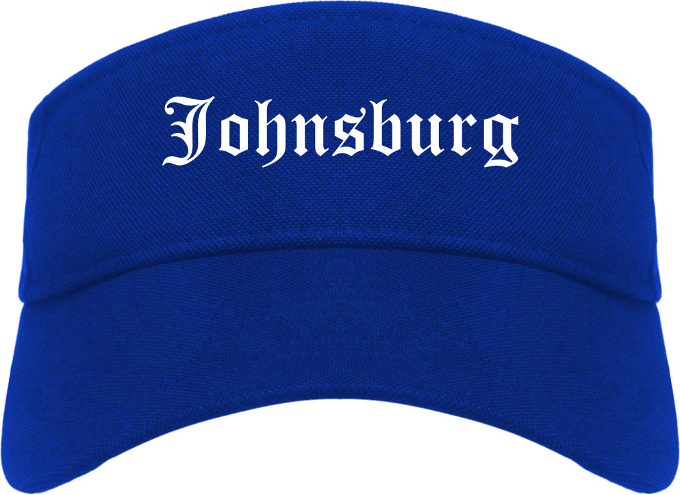 Johnsburg Illinois IL Old English Mens Visor Cap Hat Royal Blue