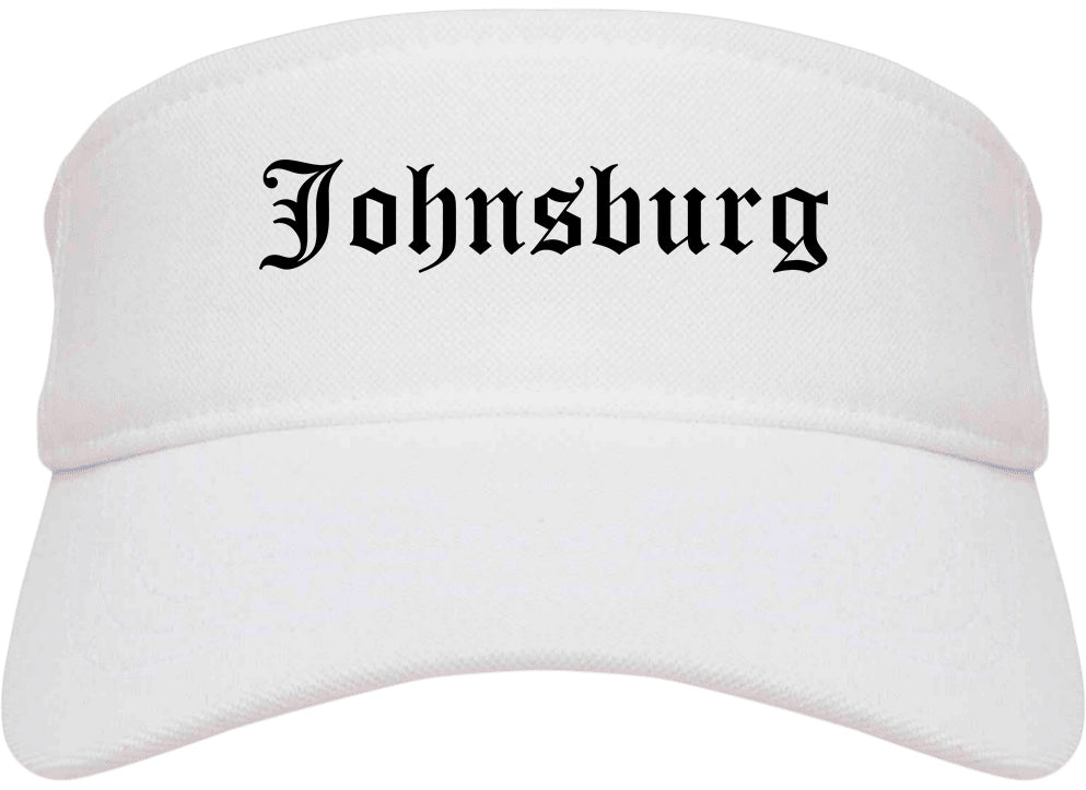 Johnsburg Illinois IL Old English Mens Visor Cap Hat White