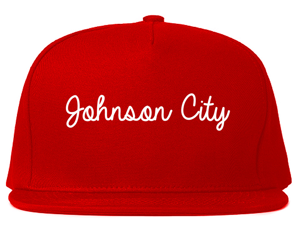 Johnson City New York NY Script Mens Snapback Hat Red
