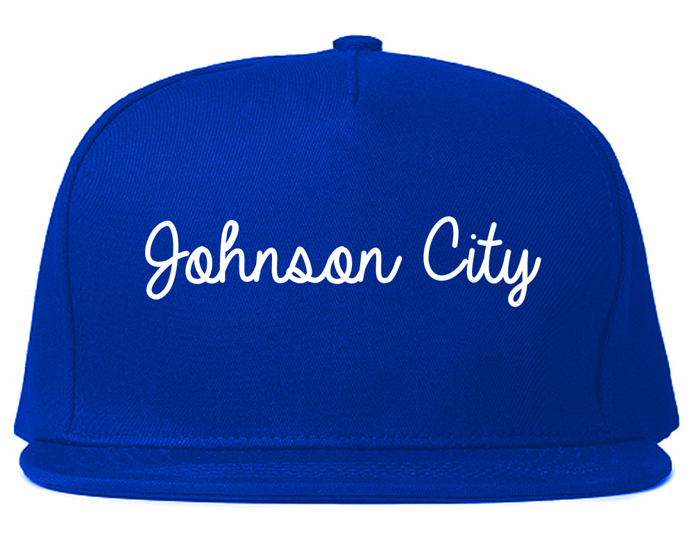 Johnson City New York NY Script Mens Snapback Hat Royal Blue