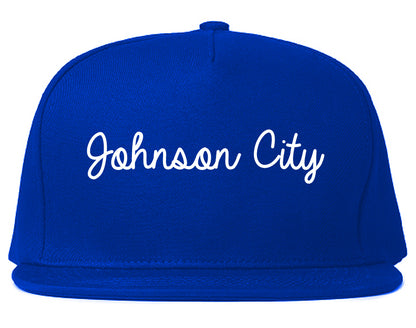 Johnson City New York NY Script Mens Snapback Hat Royal Blue