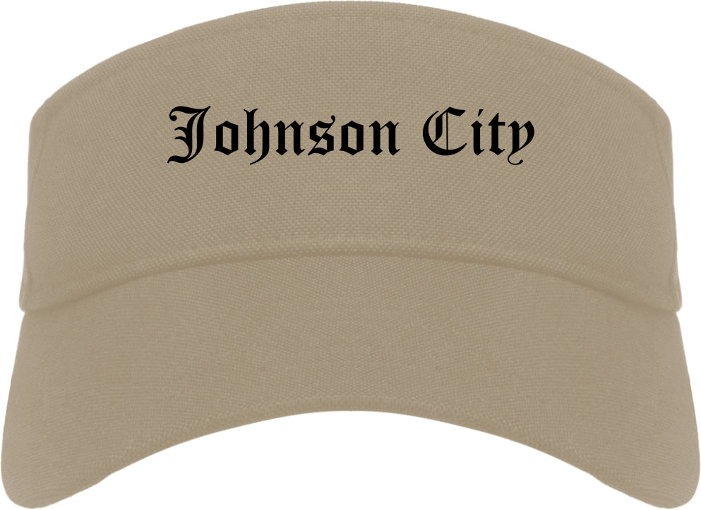 Johnson City New York NY Old English Mens Visor Cap Hat Khaki