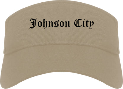 Johnson City New York NY Old English Mens Visor Cap Hat Khaki