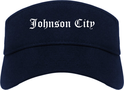 Johnson City New York NY Old English Mens Visor Cap Hat Navy Blue