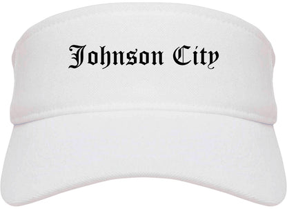 Johnson City New York NY Old English Mens Visor Cap Hat White