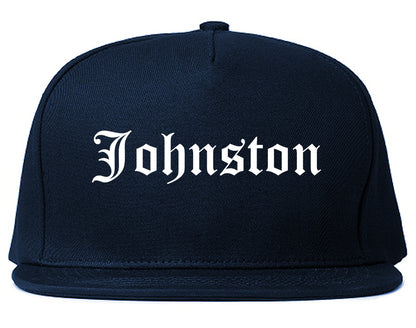 Johnston Iowa IA Old English Mens Snapback Hat Navy Blue