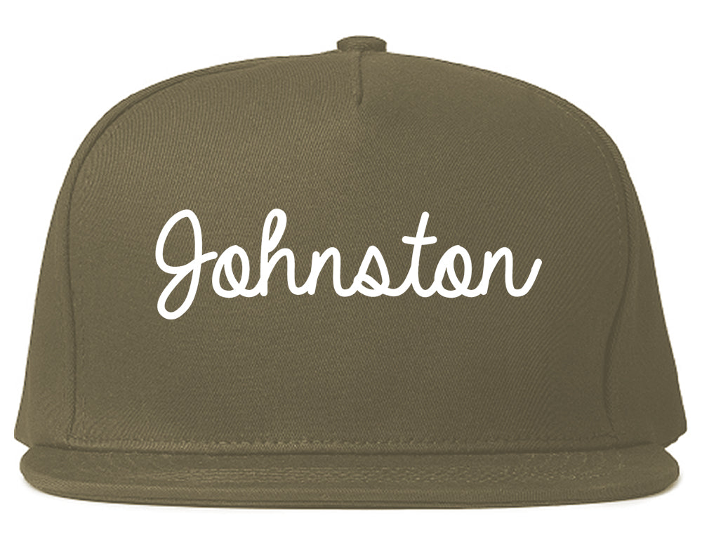 Johnston Iowa IA Script Mens Snapback Hat Grey