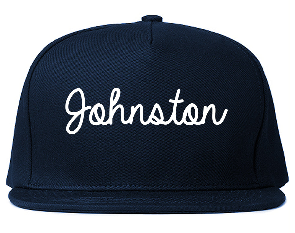 Johnston Iowa IA Script Mens Snapback Hat Navy Blue