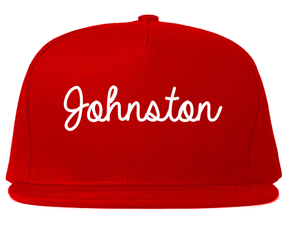 Johnston Iowa IA Script Mens Snapback Hat Red