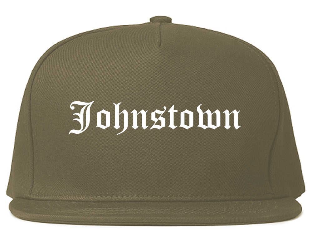 Johnstown Colorado CO Old English Mens Snapback Hat Grey