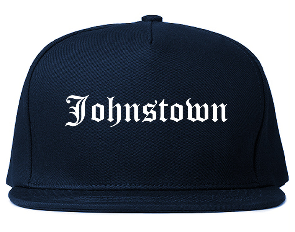 Johnstown Colorado CO Old English Mens Snapback Hat Navy Blue