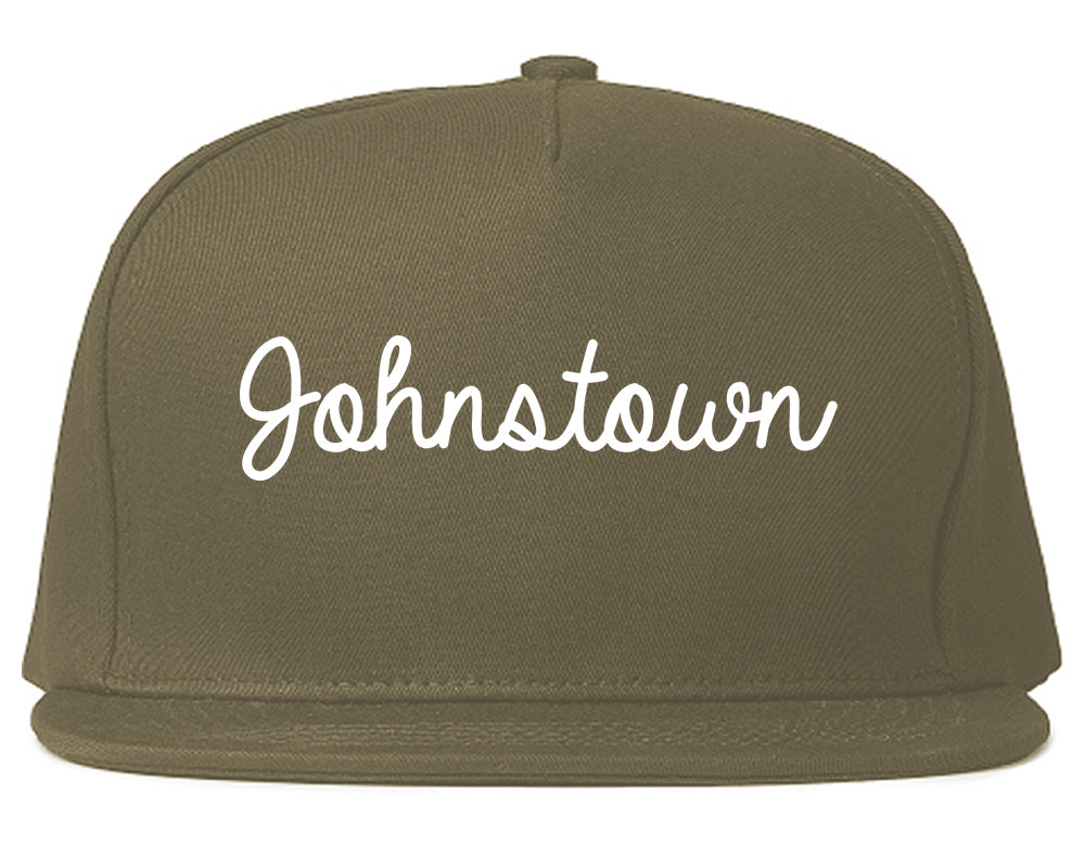 Johnstown Colorado CO Script Mens Snapback Hat Grey