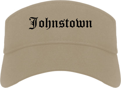 Johnstown Colorado CO Old English Mens Visor Cap Hat Khaki