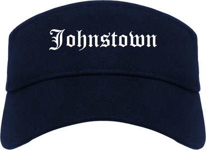 Johnstown Colorado CO Old English Mens Visor Cap Hat Navy Blue