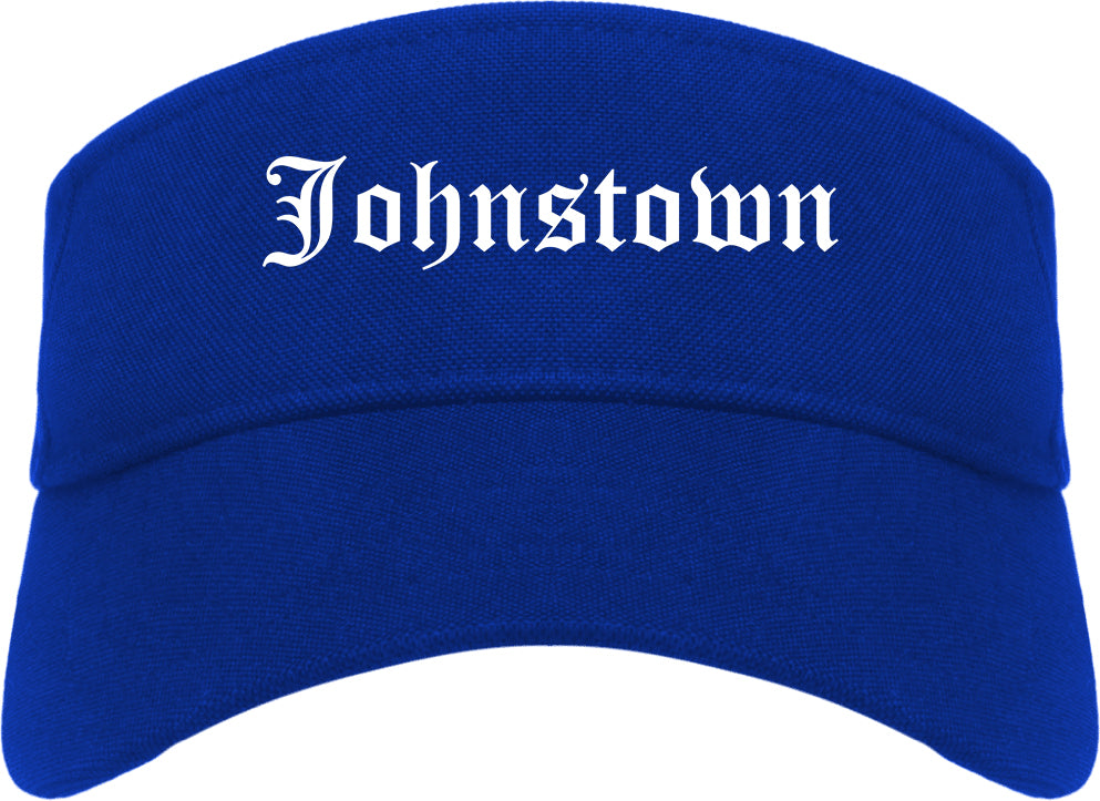 Johnstown Colorado CO Old English Mens Visor Cap Hat Royal Blue