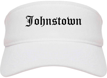 Johnstown Colorado CO Old English Mens Visor Cap Hat White
