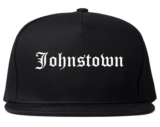 Johnstown New York NY Old English Mens Snapback Hat Black