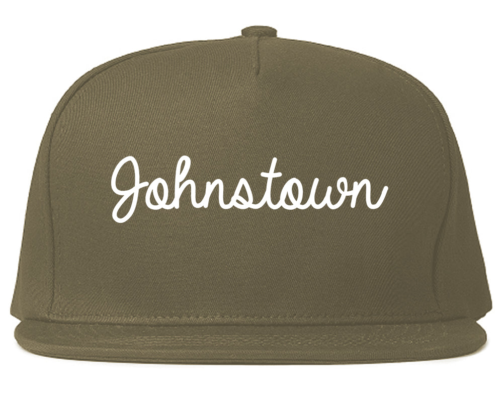 Johnstown New York NY Script Mens Snapback Hat Grey